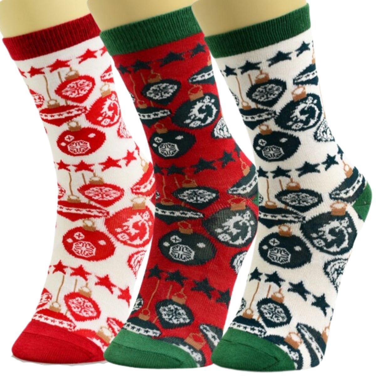 Xmas Ornament Crew Socks 3 Pcs