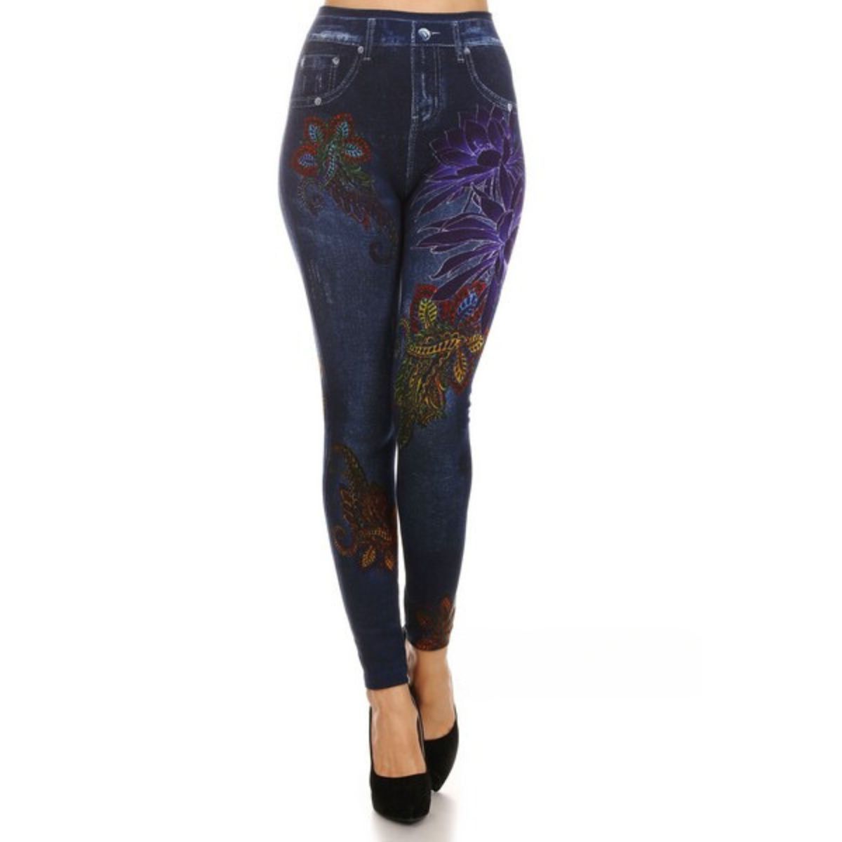 Women's Floral Print Fleece Jeggings